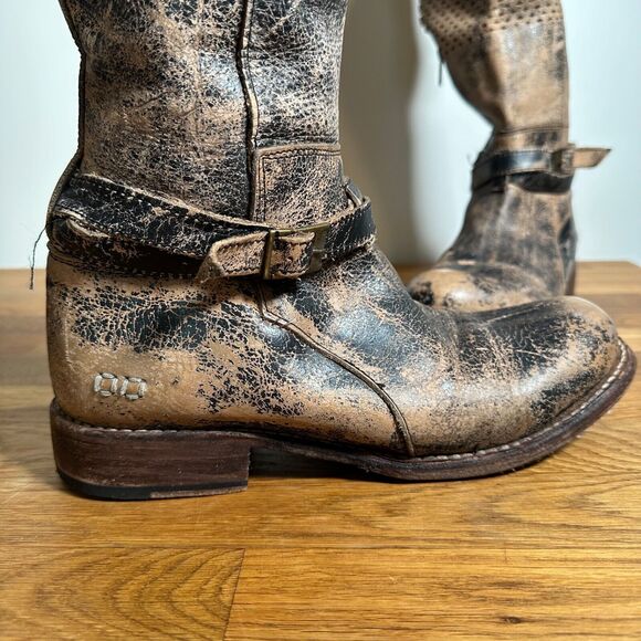 BedStu Biltmore Black Lux Riding Boots Women's 9.5 Distressed Brown Perforated - Picture 10 of 16